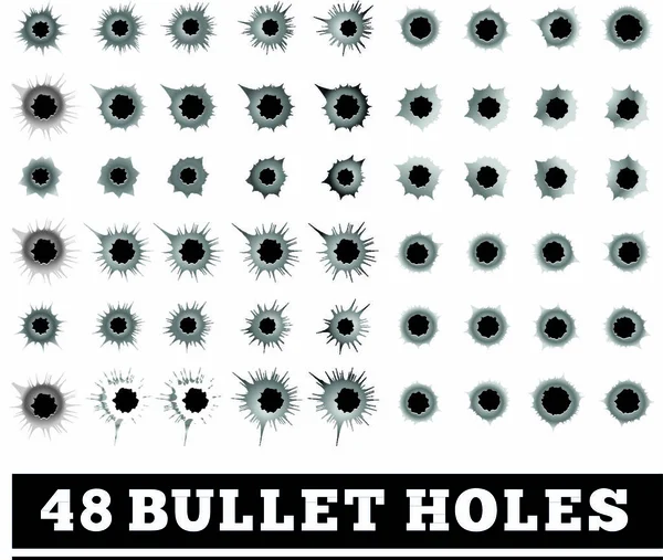 Bullet Holes Vector Illustration White Background — Stock Vector