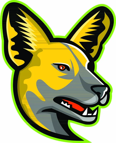 Sport Ikona Maskotki Ilustracja Głowy Afrykańskiego Dzikiego Psa Afrykański Pies — Wektor stockowy