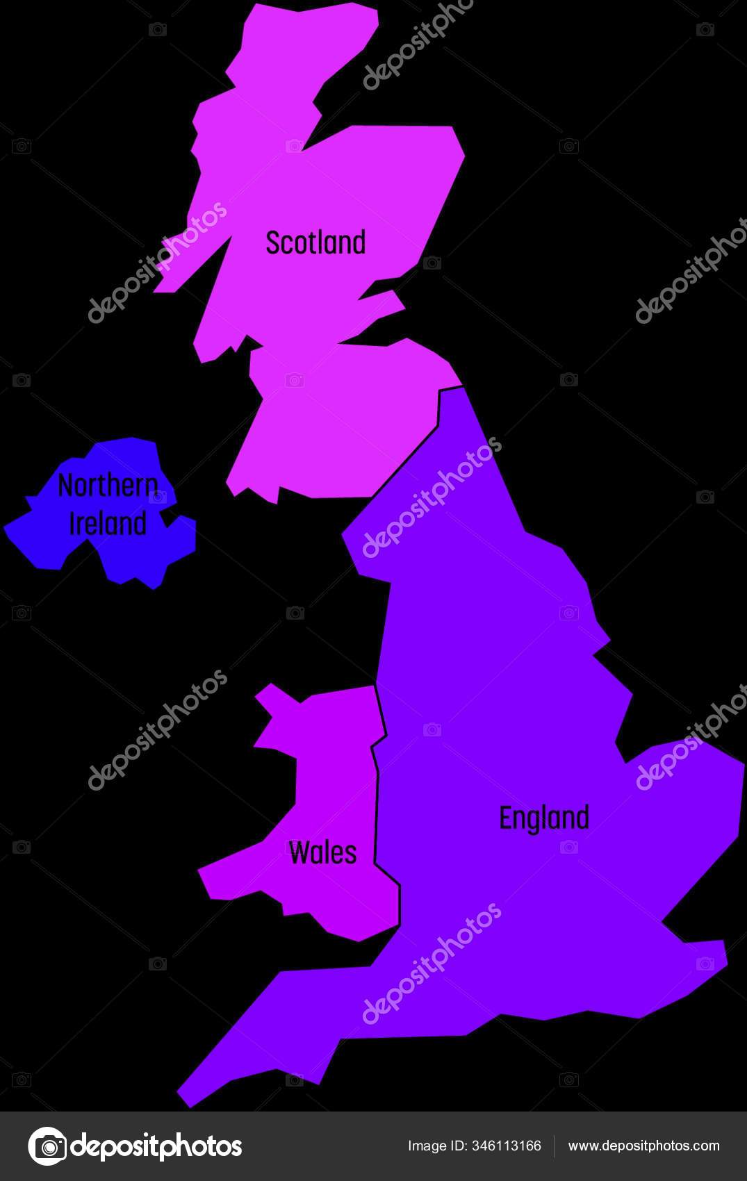 Grossbritannien Grossbritannien Grossbritannien Und Nordirland Aufgeteilt Vier Lander England Wales Vektorgrafik Lizenzfreie Grafiken C Yayimages 346113166 Depositphotos