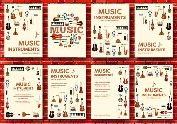 Festiwalowe Instrumenty Muzyczne Krążą Wokół Koncepcji Szablonu Infografiki Wektor Płaski — Wektor stockowy