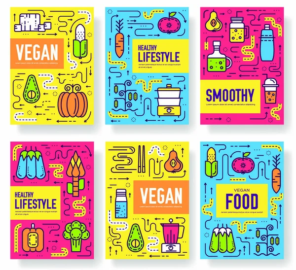 Vegan Vektör Broşürü Hazır Sebze Şablonu Dergiler Posterler Kitap Kapağı — Stok Vektör