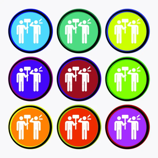 Iconos Coloridos Signos Forma Botón Símbolo Para Diseño Ilustración Vectorial — Vector de stock