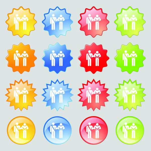 Ícones Coloridos Sinais Forma Botão Símbolo Para Seu Design Ilustração —  Vetores de Stock