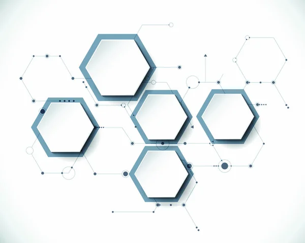 Vektormolekül Mit Papieretikett Integriertem Hexagon Hintergrund Leerraum Für Inhalte Business — Stockvektor