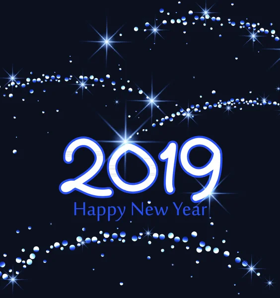 Feliz Navidad 2019 Feliz Año Nuevo Fondo Luces Cuerda Fiesta — Vector de stock