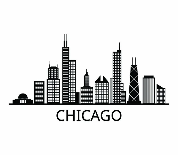 Chicago Skyline Flat Icon Vector Illustration — 스톡 벡터