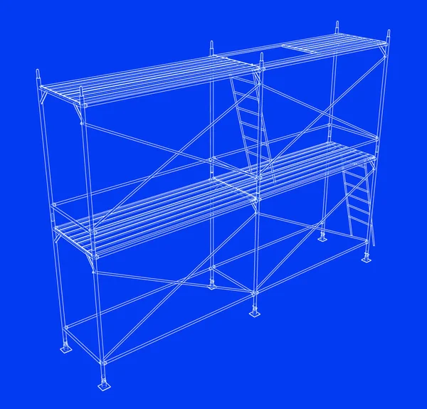 Umrissgerüst Vektor Rendering Von Drahtgestell Stil Die Schichten Sichtbarer Und — Stockvektor