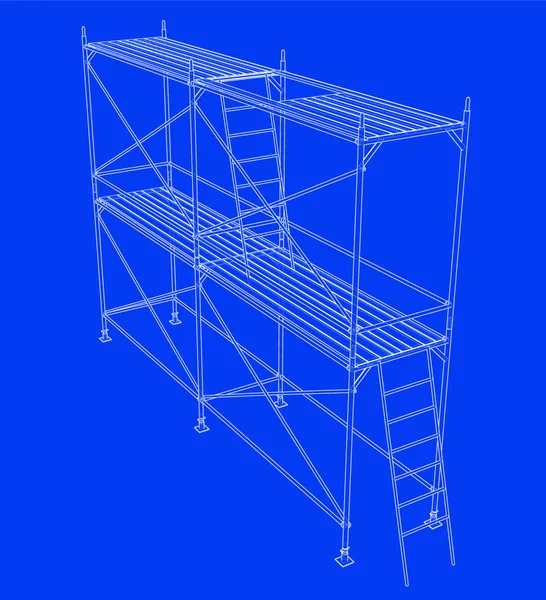 Vector Rendering Wire Frame 스타일 보이는 보이지 선들의 층들이 분리되어 — 스톡 벡터