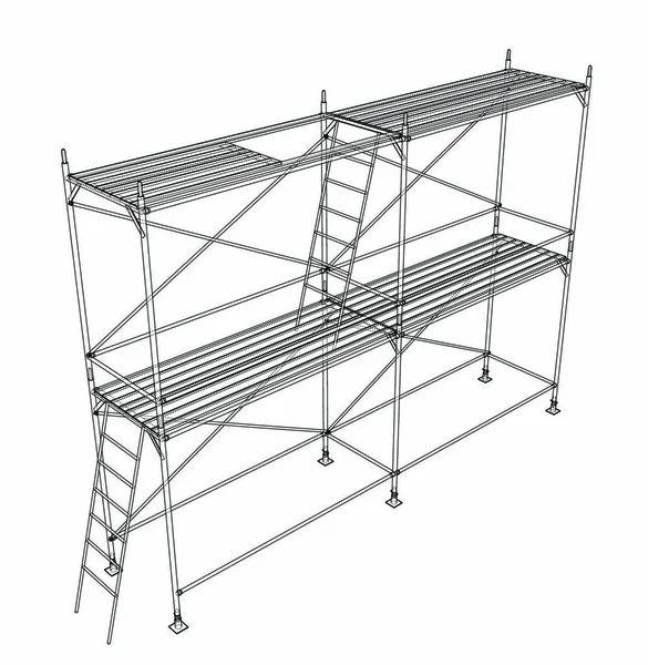 Umrissgerüst Vektor Rendering Von Drahtgestell Stil Die Schichten Sichtbarer Und — Stockvektor