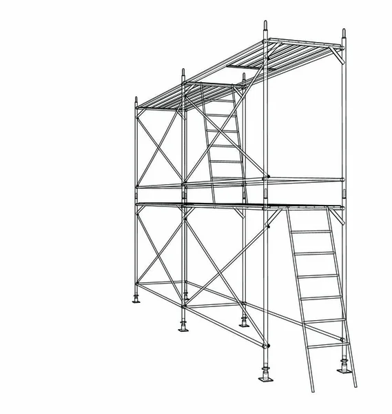 Umrissgerüst Vektor Rendering Von Drahtgestell Stil Die Schichten Sichtbarer Und — Stockvektor