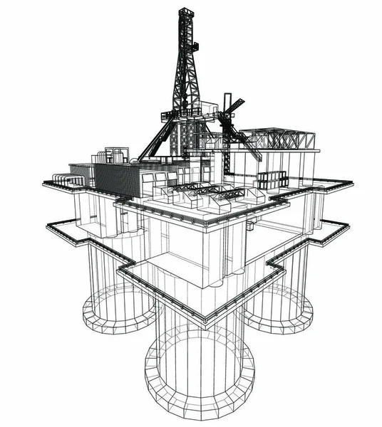Concepto Plataforma Perforación Plataformas Petrolíferas Alta Mar Representación Vectorial Estilo — Archivo Imágenes Vectoriales
