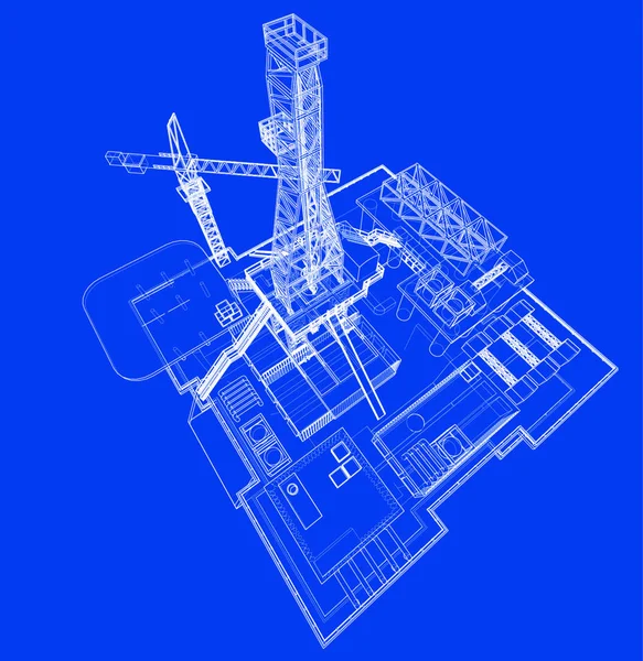 Concepto Plataforma Perforación Plataformas Petrolíferas Alta Mar Representación Vectorial Estilo — Archivo Imágenes Vectoriales