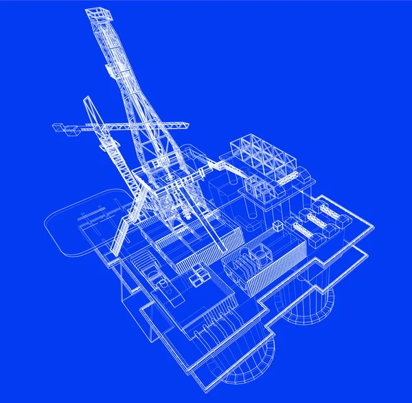 Concepto Plataforma Perforación Plataformas Petrolíferas Alta Mar Representación Vectorial Estilo — Archivo Imágenes Vectoriales