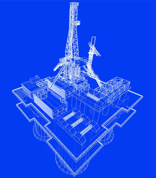 Concepto Plataforma Perforación Plataformas Petrolíferas Alta Mar Representación Vectorial Estilo — Vector de stock