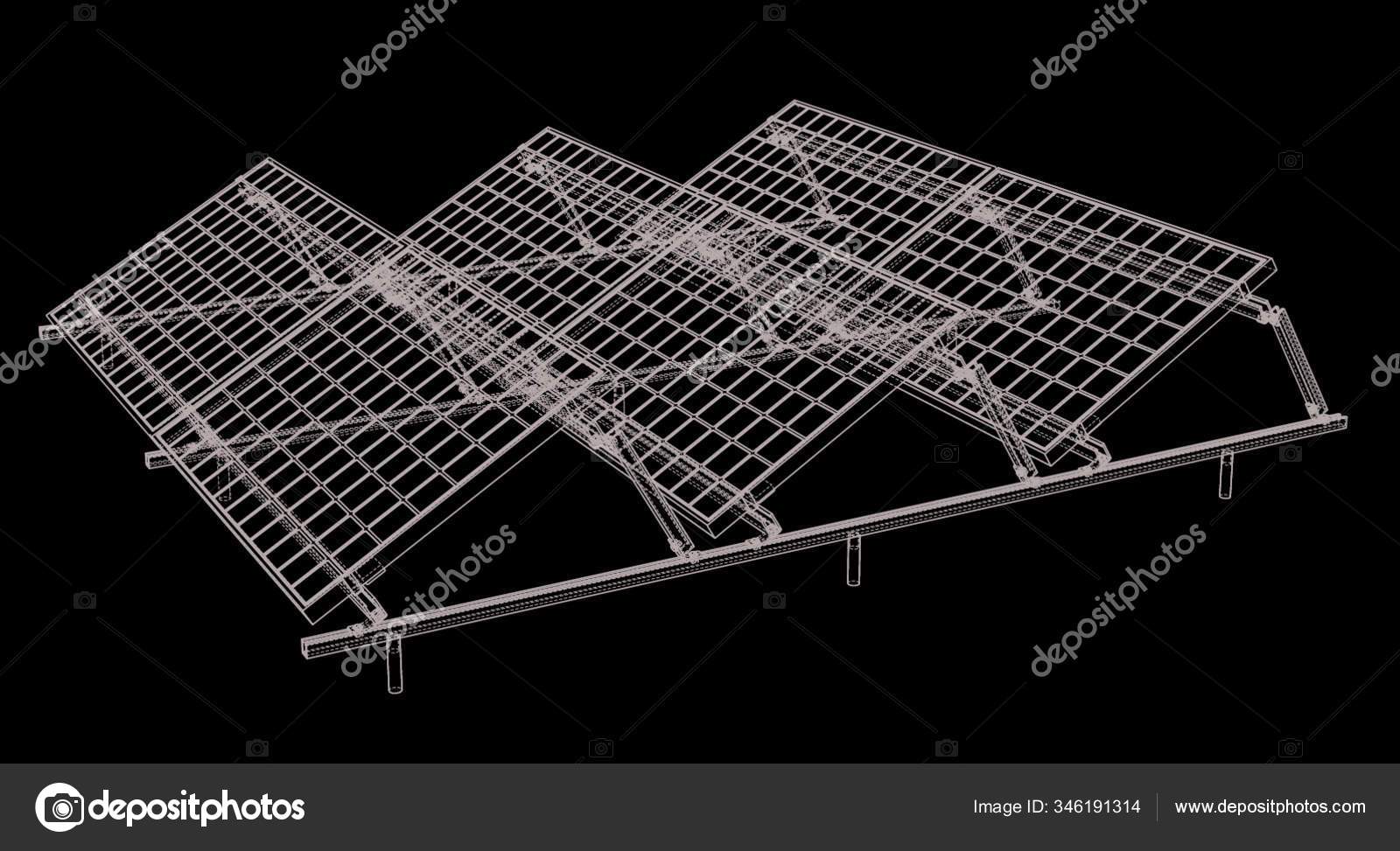 Solar Panel Concept Vector Rendering Wire Frame Style Layers Visible ...