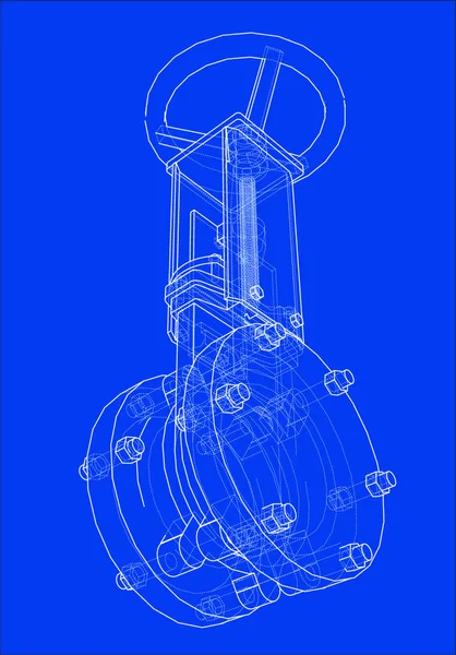 Robinet Arrêt Industriel Concept Rendu Vectoriel Style Cadre Métallique Les — Image vectorielle