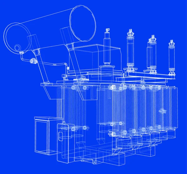 Concept Transformateur Haute Tension Rendu Vectoriel Style Cadre Métallique Les — Image vectorielle