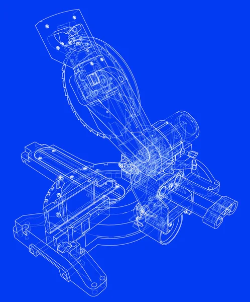 Concept Lame Scie Mitre Rendu Vectoriel Style Cadre Métallique Les — Image vectorielle