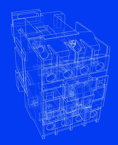 Concept Disjoncteur Automatique Rendu Vectoriel Style Cadre Métallique Les Couches — Image vectorielle
