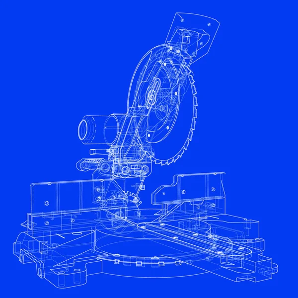 Concept Lame Scie Mitre Rendu Vectoriel Style Cadre Métallique Les — Image vectorielle