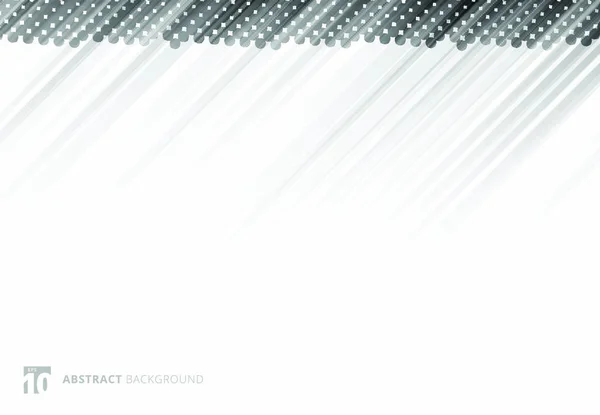 白い背景にハーフトーンとグレーの抽象的な斜線の背景技術 ベクターイラスト — ストックベクタ