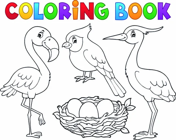 Färgläggning Bok Fågel Ämne Eps10 Vektor Illustration — Stock vektor