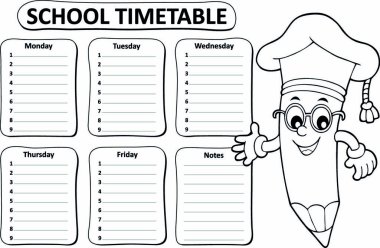 Black and white school timetable topic 1 - eps10 vector illustration. vector Black and white school timetable topic 1 - eps10 vector illustration. vector