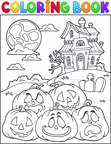Buku Mewarnai Tumpukan Labu Halloween Ilustrasi Vektor Eps10 - Stok Vektor