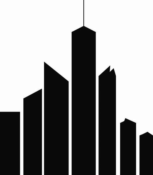 Egyszerű Vektor Sziluett Felhőkarcolók Városi Jelenet Nagy Felhőkarcolók Panoráma — Stock Vector