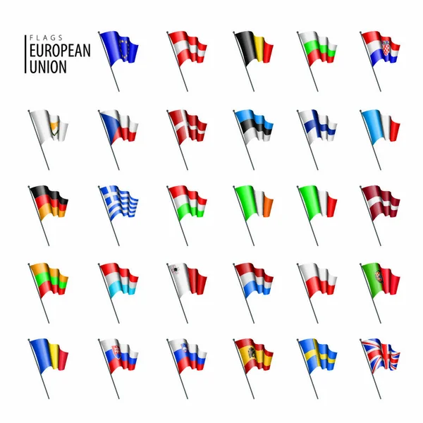 Europeiska Unionens Flaggor Vektorillustration — Stock vektor