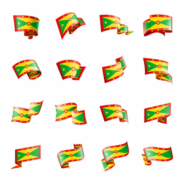 Nationale Vlag Van Grenada Vectorillustratie Een Witte Achtergrond — Stockvector
