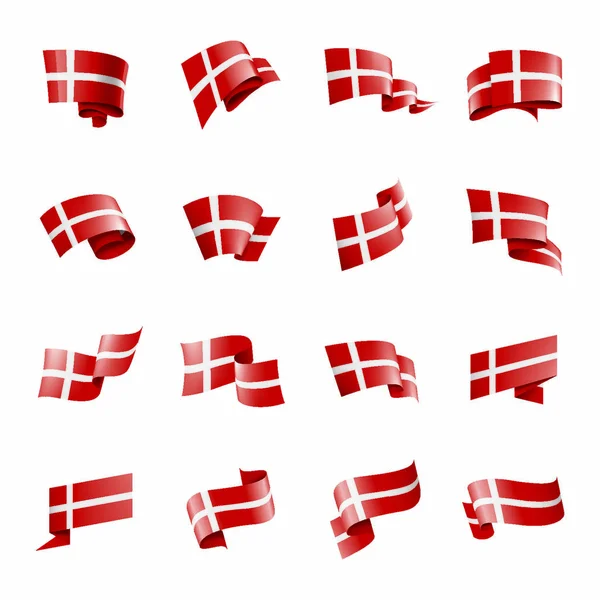 Dänemarks Nationalflagge Vektorabbildung Auf Weißem Hintergrund — Stockvektor