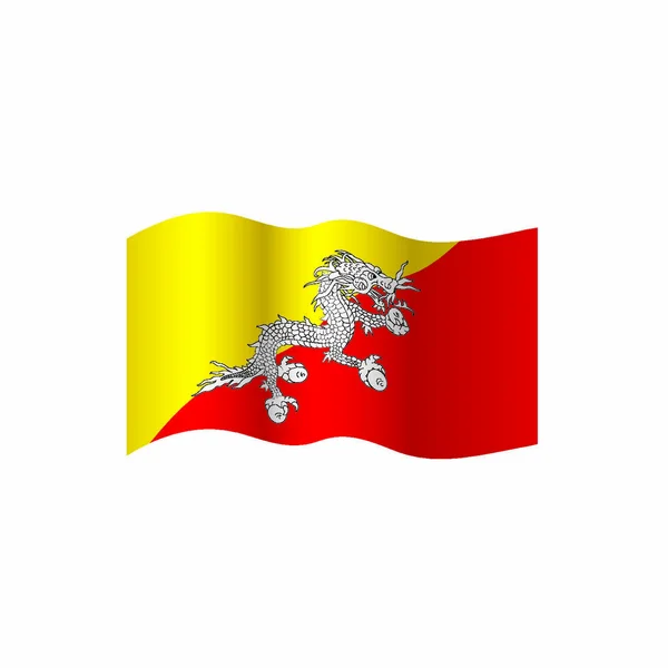 Bhutan Flagga Vektor Illustration Vit Bakgrund — Stock vektor