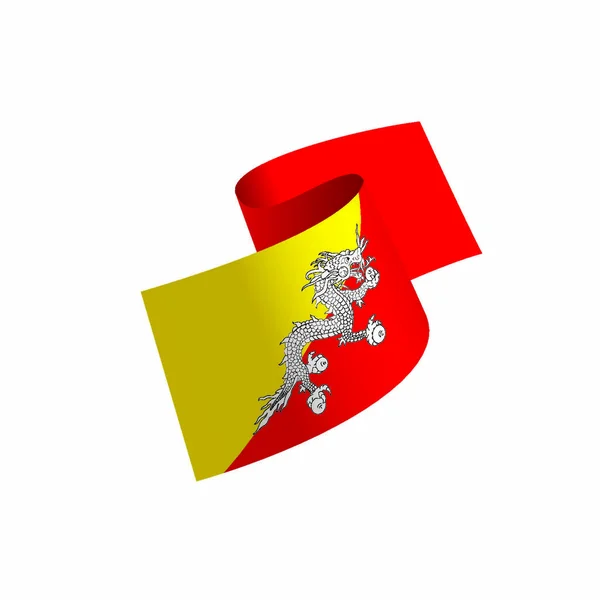 Bhutan Flagga Vektor Illustration Vit Bakgrund — Stock vektor