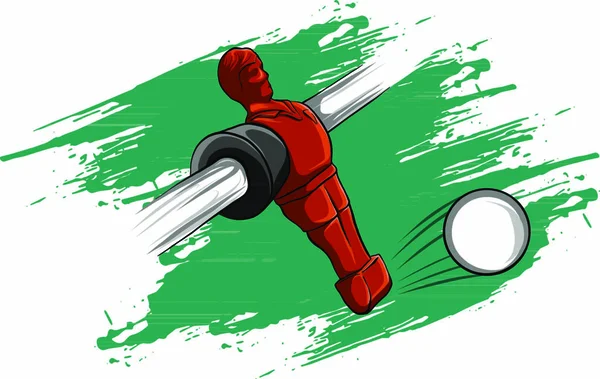 Vector Rode Speler Tafelvoetbal Competitie — Stockvector