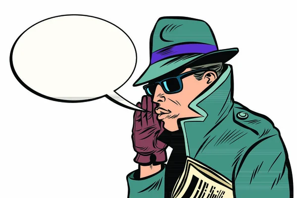 Spy Secret Agent Whisper Comic Cartoon Pop Art Retro Vector — Stock Vector