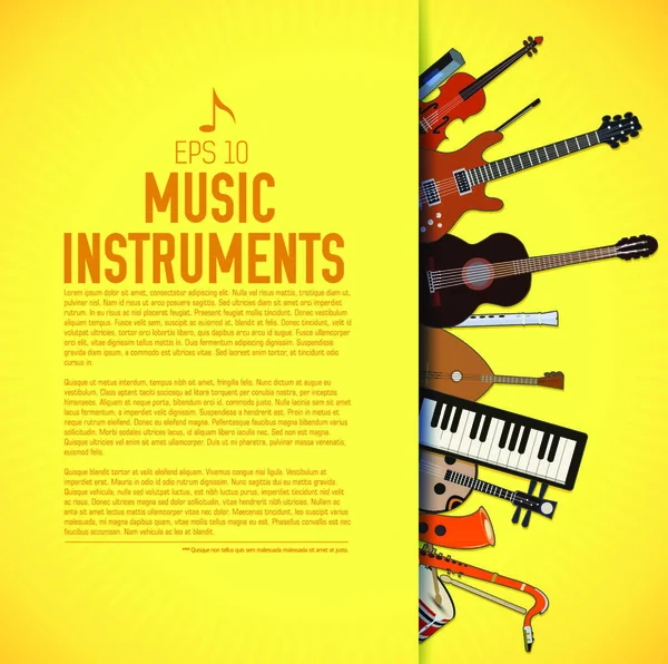 Koncepcja Tła Płaskich Instrumentów Muzycznych Projekt Ilustratora Wektorowego — Wektor stockowy