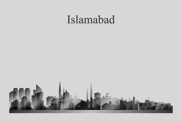 Silhouette Der Stadt Islamabad Graustufen Vektorillustration — Stockvektor