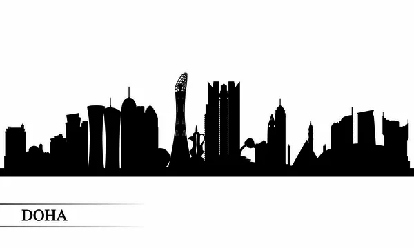 Doha Város Városkép Sziluett Háttér Vektor Illusztráció — Stock Vector