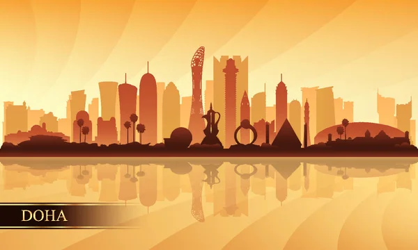 Hintergrund Silhouette Der Skyline Von Doha Vektorillustration — Stockvektor
