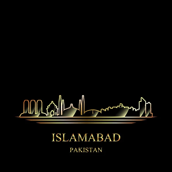 Goldsilhouette Von Islamabad Auf Schwarzem Hintergrund — Stockvektor