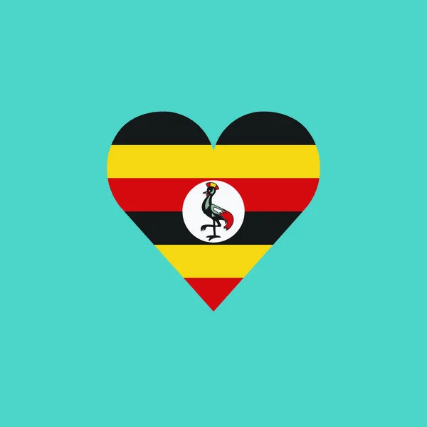 Ícone Bandeira Uganda Forma Coração Design Plano Dia Independência Conceito —  Vetores de Stock