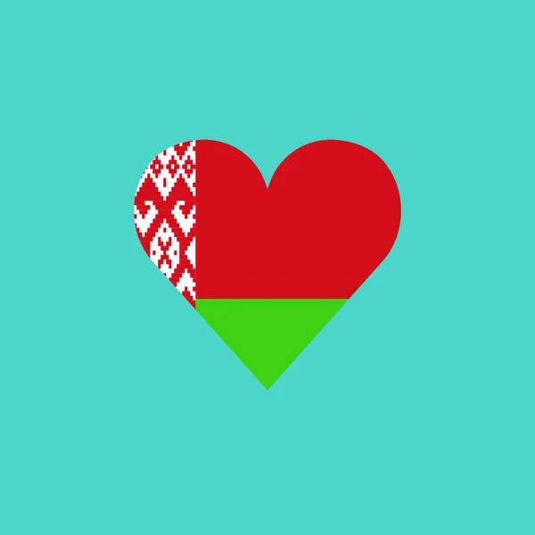 Icona Bandiera Bielorussia Forma Cuore Nel Design Piatto Giorno Indipendenza — Vettoriale Stock