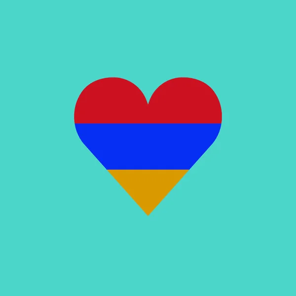 Icona Bandiera Armenia Forma Cuore Nel Design Piatto Giorno Indipendenza — Vettoriale Stock
