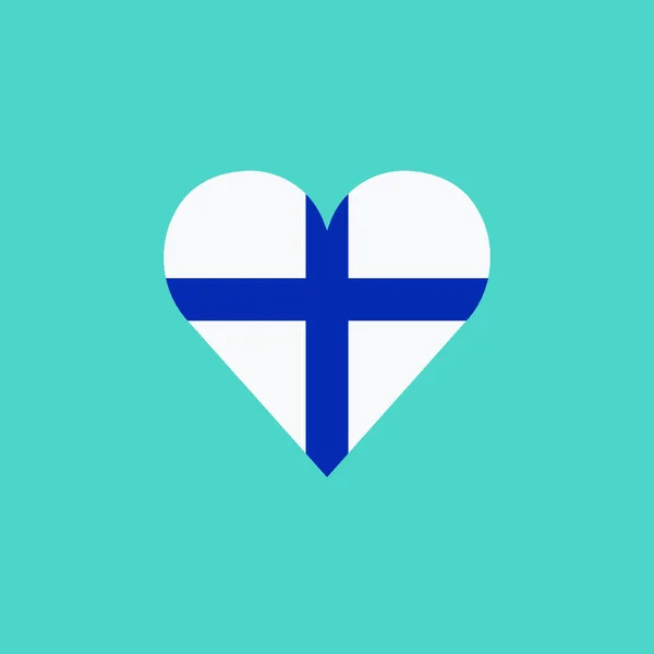 Bandera Finlandia Icono Forma Corazón Diseño Plano Día Independencia Concepto — Vector de stock