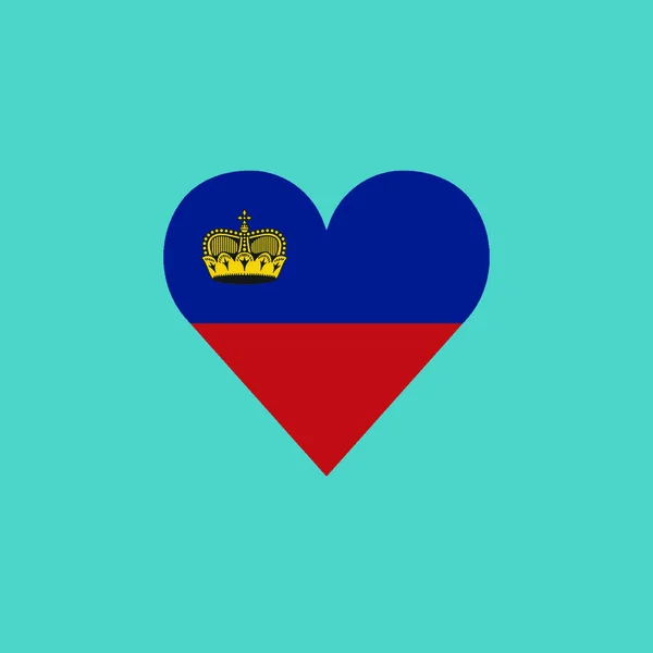 Icono Bandera Liechtenstein Forma Corazón Diseño Plano Día Independencia Concepto — Archivo Imágenes Vectoriales