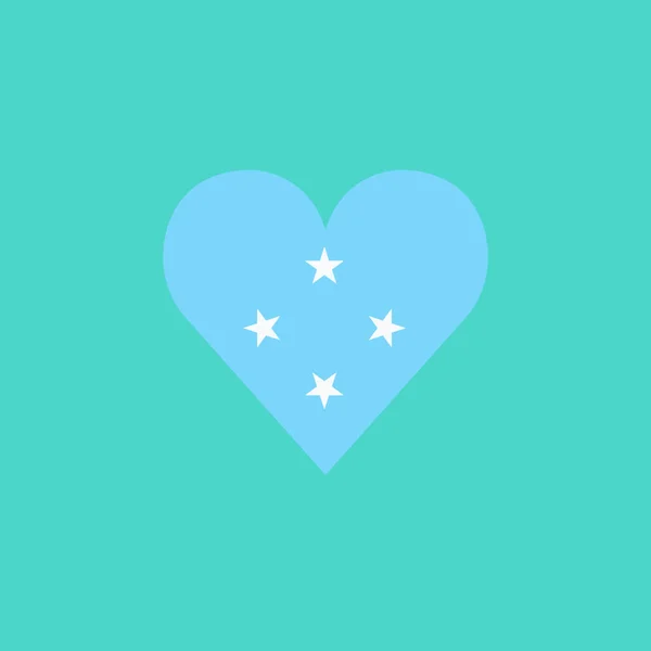 Mikronesiska Flaggan Ikonen Hjärtform Platt Design Begreppet Självständighetsdag Eller Nationell — Stock vektor