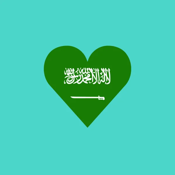 Bandera Arabia Saudita Icono Forma Corazón Diseño Plano Día Independencia — Archivo Imágenes Vectoriales