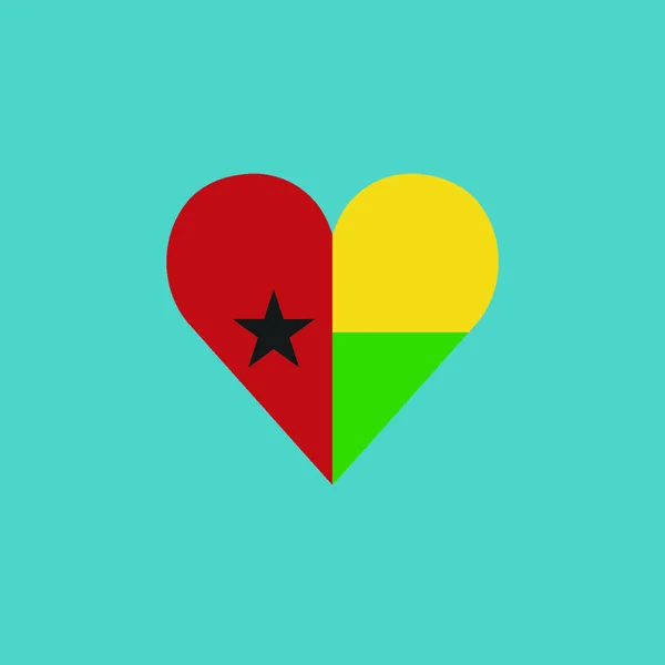 Значок Флага Гвинеи Бисау Форме Сердца Плоском Дизайне День Независимости — стоковый вектор