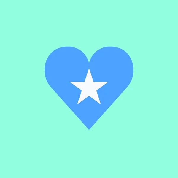 Icona Bandiera Somalia Forma Cuore Design Piatto Giorno Indipendenza Concetto — Vettoriale Stock